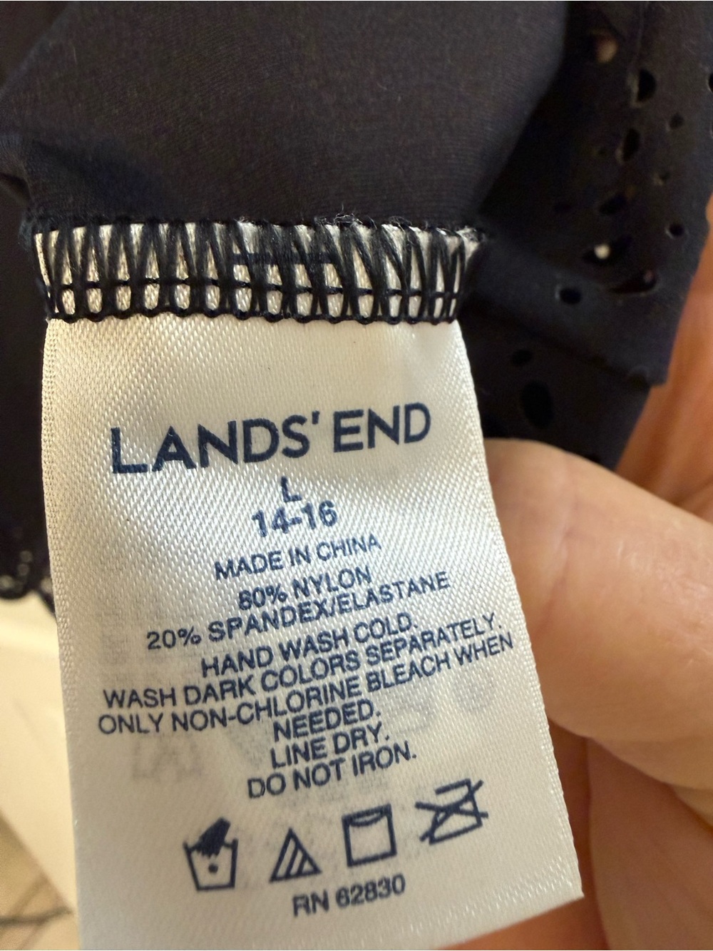 Lands’ End Black Eyelet Tunic Cover-Up Dress Size L 14–16 - Picture 3 of 5